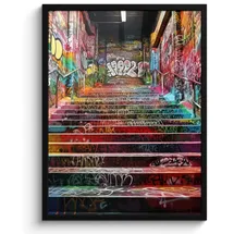onlywow Poster, mit Leiste Bunte Treppe | Gr.: 60 x 80 cm