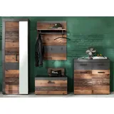 trendteam smart living - 4-teilige Garderobenkombination Garderobenmöbel - Garderobe - Indy - Aufbaumaß (BxHxT) 265 x 192 x 37 cm - Farbe Graphit Grau Matera mit Old Wood - 187992223