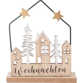 Trendline Dekoaufsteller Haus Weihnachten Holz 15 x 13 cm