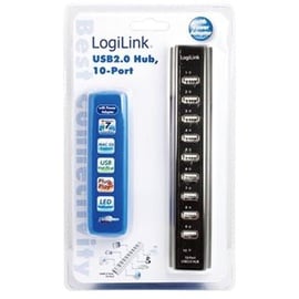 Logilink USB 2.0 Hub 10-Port inkl. Netzteil und LED Aktivitätsanzeige