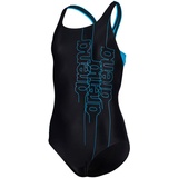 Arena Mädchen Girl's Pro Back Graphic L One Piece Swimsuit, Black-Turquoise, 128 EU
