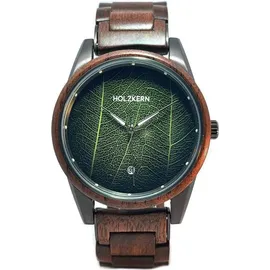 HOLZKERN Edisto Walnuss/Blatt Quarzuhr Edelstahl 44 mm 9010631016975