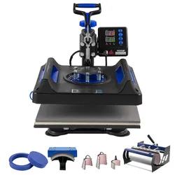 VEVOR Hitzepresse Transferpresse 38x38cm 8 in 1 Tumbler Presse T-Shirts Blau