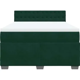 vidaXL Boxspringbett 140 x 200 cm Dunkelgrün