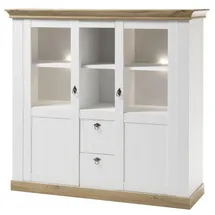 Lomadox Highboard 148 x 139 x 44 cm Pinie weiß / Wotan Eiche Nb.