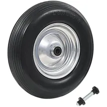vidaXL Gartengeräte-Ersatzrad mit Voll-PU-Achse 4,00-8 390 mm