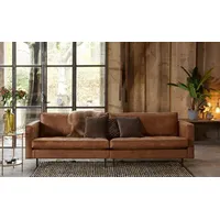 Woood Sofa Rodeo Classic Lederoptik, modern klassisch, 2,5 Sitzer, cognacbraun, bequem gepolstert