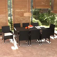 vidaXL Garten-Essgruppe 9-tlg. Schwarz