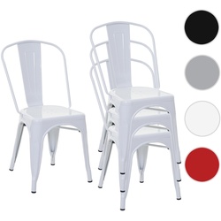 4er-Set Stuhl HWC-A73, Bistrostuhl Stapelstuhl, Metall Industriedesign stapelbar ~ wei√ü