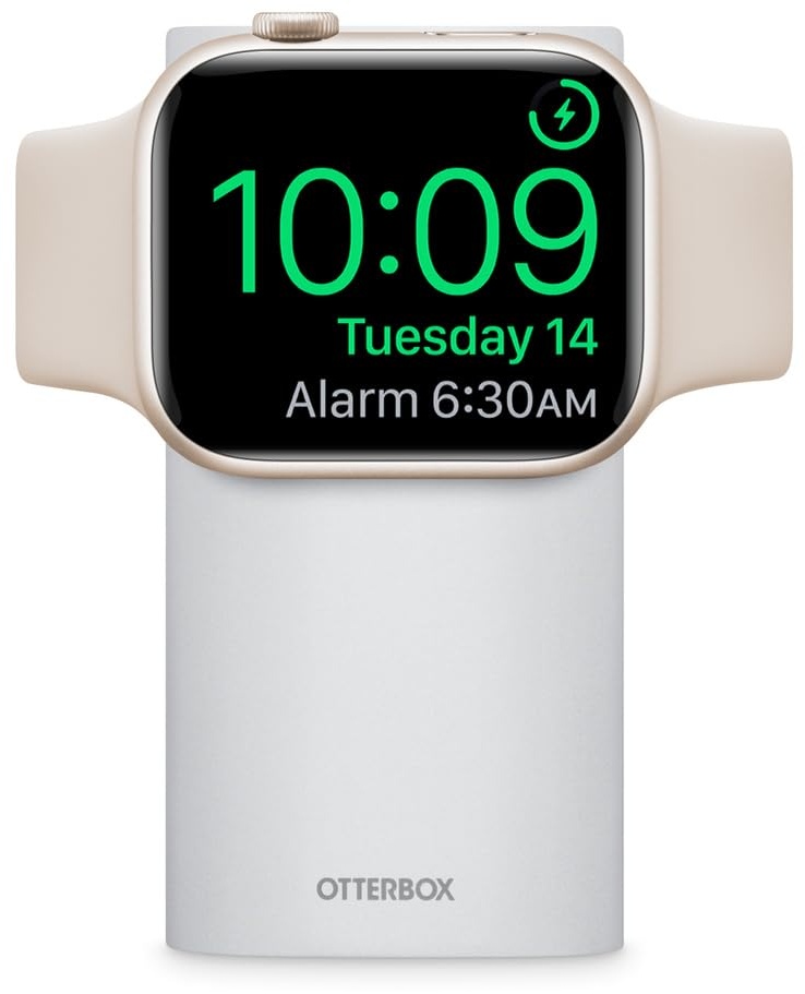 OtterBox Power Bank mit Apple Watch Ladegerät, 3,000 mAh externer Akku mit USB-C Ausgangsleistung, Status LED, schlank und tragbar, Weiß