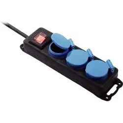 Steckdosenleiste 3-fach schwarz Ein/Aus 1,5m IP44 1,5mm2