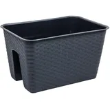 Geländerkasten L 39 anthrazit Rattan Optik Balkonkiste Blumenkasten Balkonkasten