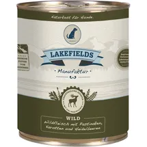 Lakefields MANUFAKTUR - Premium Hundefutter Nass - Wild 59%, getreidefreies Nassfutter für Hunde, Dosenfleisch-Menü mit Wildfleisch, Karotte, Kartoffeln und Heidelbeeren, schonend gegart, 6 x 800g