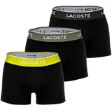 Lacoste Herren Boxershorts, 3er Pack - Trunks, Casual, Cotton Stretch, Logobund Schwarz/Grün M