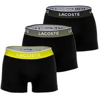 Lacoste Herren Boxershorts, 3er Pack - Trunks, Casual, Cotton Stretch, Logobund Schwarz/Grün M