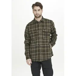 Fleeceshirt WHISTLER "Dewey", Herren, Gr. M, grün (dunkelgrün), 100% Polyester, kariert, sportlich, normal, ohne Ausschnitt, Langarm, Shirts, mit modischem Karo-Muster