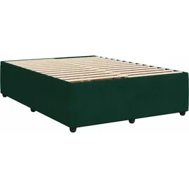 vidaXL Boxspringbett mit Matratze Dunkelgrün 140x200 cm Samt