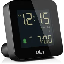 Braun Digitaler Funkwecker Mitteleuropäische Zeitzone (MEZ) mit Schlummerfunktion, Negatives LC-Display, Schnelleinstellfunktion, Crescendo-Alarm in Schwarz, Modell BC09B-DCF.