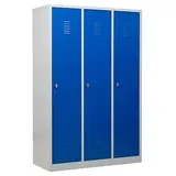 Gürkan Spind lichtgrau, enzianblau 105420, 3 Schließfächer 118,5 x 50,0 x 180,0 cm