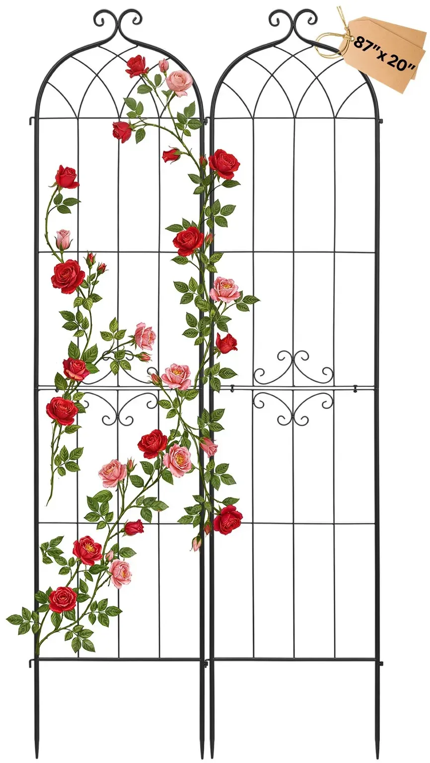 VEVOR Rankgitter, 220x52,5 cm 2er-Pack, Metall Rankhilfe mit Pulverbeschichteter Oberfläche & Verriegelungsmechanismus, Kletterhilfe, Garten Spalier, Pflanzengitter für Blumen, Gemüse & Rosen
