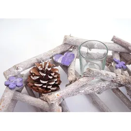 MCW Adventskranz Rund mit Teelichthaltern 9 cm grau/weiß