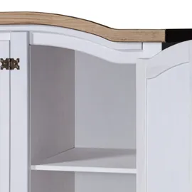 vidaXL Kleiderschrank Mexiko-Stil Kiefernholz 3 Türen Weiß