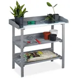 Relaxdays Pflanztisch Holz grau 86 x 92 x 42 cm