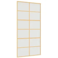 vidaXL Haustür Schiebetür Golden 102,5x205 cm Matt ESG-Glas und Aluminium (1-St)