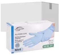 Hygonorm® Allfood Safe Nitrilhandschuhe, puderfrei 26104 , 1 Karton = 10 Packung à 250 Stück, Größe XL