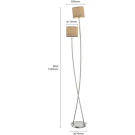 LUCANDE Juljana Stehlampe, 2-fl., Stoffschirme