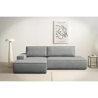 Home Affaire Ecksofa HOME AFFAIRE "SHERWOOD, Schlafsofa in L-Form offen (275cm), Cord, Leinenoptik", grau (hellgrau), B:275cm H:85cm T:167cm, 100% Polyester, Sofas, Ecksofa, Schlaffunktion und Bettkasten, Kedernaht, hoher Sitz- & Liegekomfort