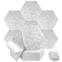 SUIXI Hexagon selbstklebende Akustikplatten 12 Stück (Hellgrau)
