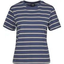 URBAN CLASSICS Ladies Striped Boxy Tee - Weiß