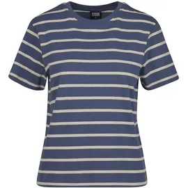 URBAN CLASSICS Ladies Striped Boxy Tee - Weiß