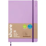 Share Notizbuch 4-0014350, A5, 192 Blatt, lavendel, Hardcover, Upcycling, dotted