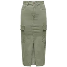 Only Lola Cargo Long Slit Skirt in Olive, Größe S