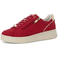 Marco Tozzi Damen Plateau Sneaker mit Schnürsenkeln Freizeit, Rot (Cherry Comb), 39 EU