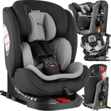 Drehbarer Autositz Linus i-Size Zulassung, ISOFIX-Installation und Top Tether, mit Seitenaufprallschutz ab Geburt bis 150 cm, Belastbarkeit 36 kg