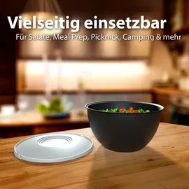 Thats Shopping Salatschüssel Set groß mit Deckel Anthrazit Schwarz 4-tlg.