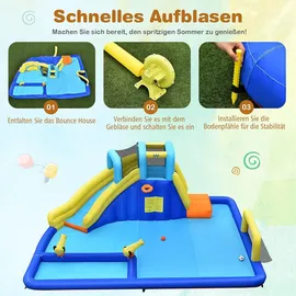 Costway Hüpfburg mit Wasserrutsche Blau