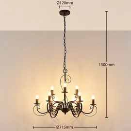 LINDBY Kronleuchter Caleb dimmbar, Braun aus Metall für Flur / Treppenhaus Von Lindby