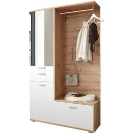 moebel-dich-auf Garderobenschrank Entry 117 x 198 x 38 cm Artisan Eiche Nb. / Weiß