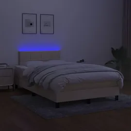 vidaXL Boxspringbett mit Matratze & LED Creme 120x200 cm Stoff