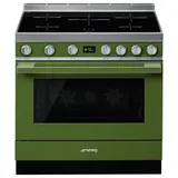 Smeg Kombistandherd, SMEG CPF9IPOG, Induktion, Grun, 90 cm