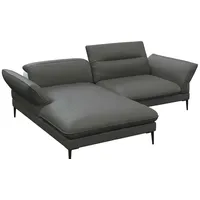 FLEXLUX Ecksofa Salino, Funktionssofa mit Recamiere, Relaxsofa, Ecksofa, Sofa mit Arm- und Kopfteil-Verstellungen, Kaltschaum & Stahl-Wellen grau