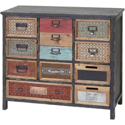 Apotheker-Schrank HWC-A43, Kommode, Tanne Holz massiv Vintage Shabby-Look 84x90x32cm
