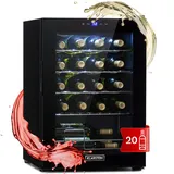 Klarstein Weinkühlschrank, 1 Zonen Getränkekühlschrank Klein, Kleiner Weinschrank 53L, Wein-Kühlschrank Klein mit Glastür, Indoor/Outdoor Flaschenkühlschrank, Wine Fridge 5-18°C, 20 Flaschen