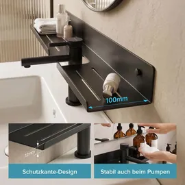 doporro Waschbecken Ablage 60 cm über dem Wasserhahn, Badezimmer Regal ohne Bohren oder zum Bohren, Waschbecken-wasserhahn-organizer, Grau Reglo-17