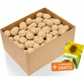 Dobar Meisenknödel (100 Stück) Fettfutter für Wildvögel ohne Netz inkl. Samenmischung