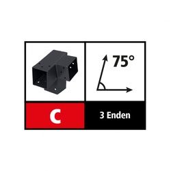 Suki Steckverbinder Ecke links 75 Grad, 3 Enden - 71mm